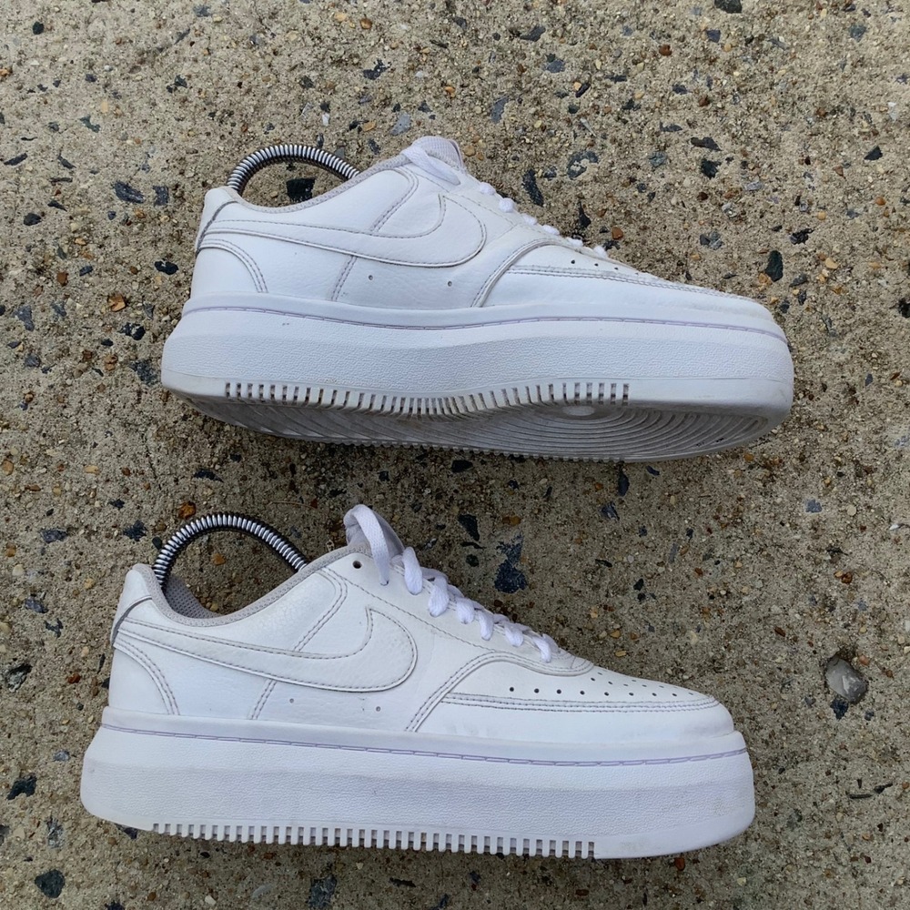 Nike Court Vision Alta Triple White Platform Sneakers DM0113-100 Womens 8.5